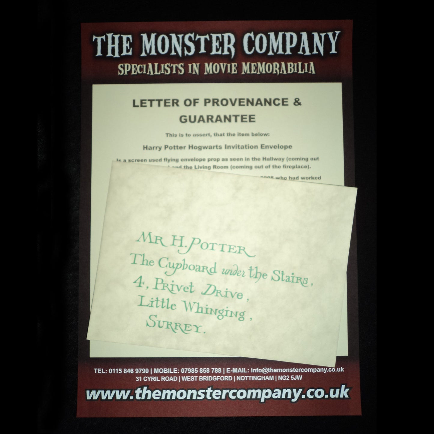 Screen Used Harry Potter Letter